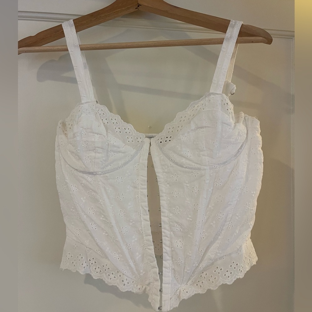 Eyelet corset cotton top